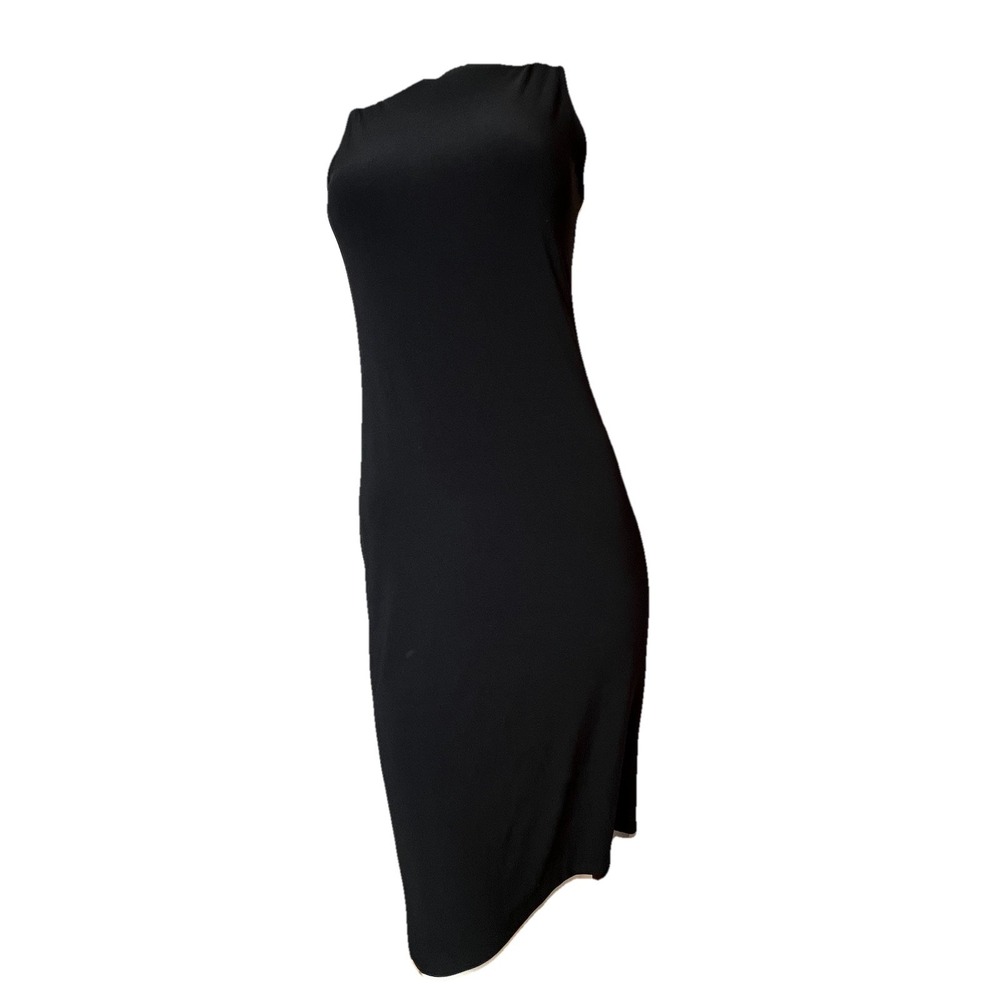 NORMA KAMALI Sleeveless Tie Waist Black Stretch Maxi Dress Black Small